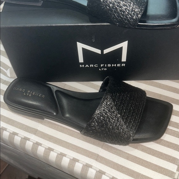 Marc Fisher Black Woven Slide Sandal - Picture 8 of 10